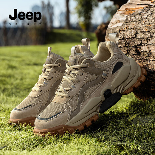
JEEP SPIRIT Jeep Men's Shoes 2025 Summer New Breathable Casual Shoes Men's Teen Outdoor Sports Daddy Shoes Men's Rock Sand Color 42