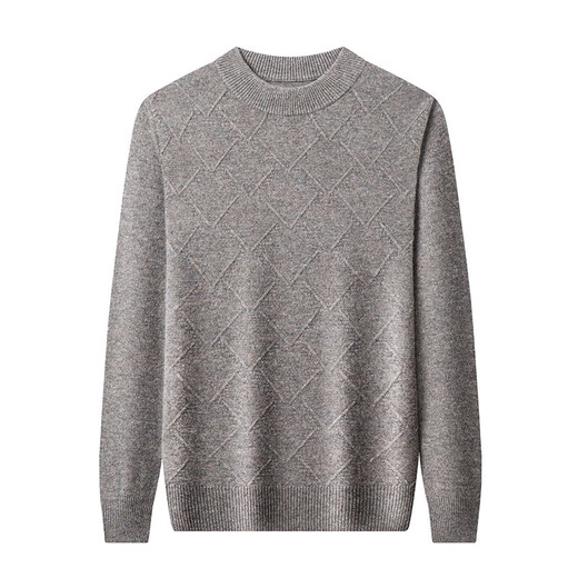 Ordo City Cashmere Pullover Männer 100 reine Kaschmir halbe Schildkröte Hals verdickte Jacquard-Pullover gestrickte Basis Kaschmir-Pullover mittelgrau 4xl 190 [180-200jin [Jin gleich 0,5 kg] tragen]