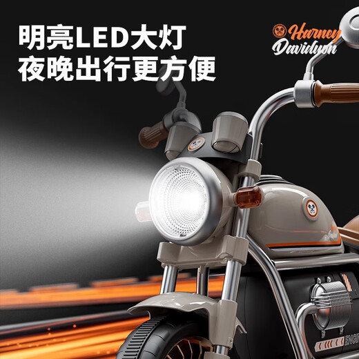 Bebel children's electric bike motorcycle 1-3-6-8 year old children can sit on a baby remote control car for boys and girls birthday gifts, full of brown [dual drive 12V4 battery + remote control]