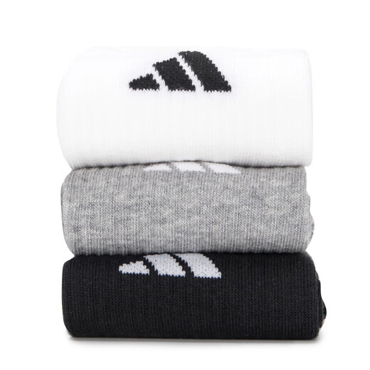 阿迪达斯 （adidas） 袜子男女袜夏季新款三双装低帮透气篮球运动训练休闲袜 JC9272/黑白灰/中筒/三双装 [S]建议鞋码:35-38/22-24cm