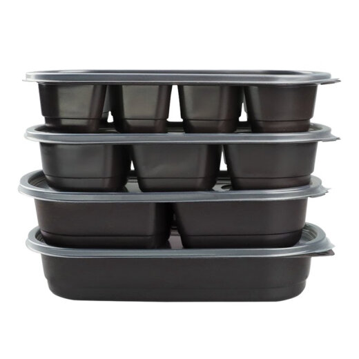 Nueva caja de almuerzo desechable Rectangular Japanese Box Box Caja de comida rápida Caja de comida de sushi Partition de plástico SZ1047 Grid doble con tapa 550ml 500 sets