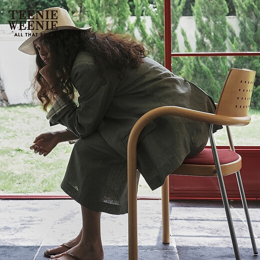 Teenie Weenie [Linse] Bear Women's 2025 Automne Nouveau Old Style Casual Suit mince veste Light Military Green M