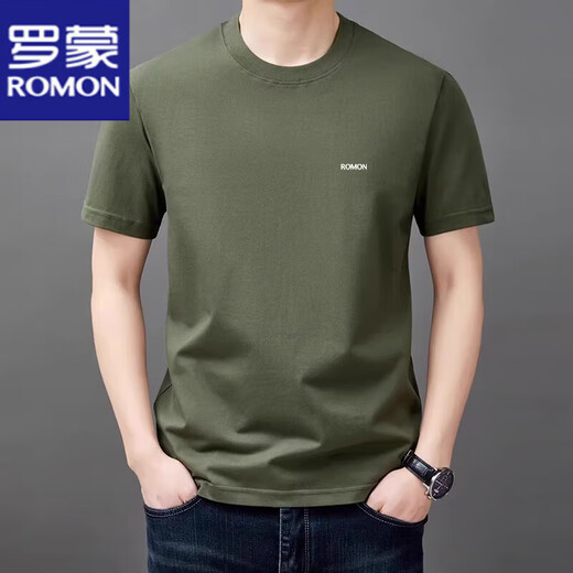 Camiseta de manga corta Romon Summer Summer New Style de mediana edad y joven cuello redondo suelto Lo suelto transpirable a media manga top casual fresca ys9929 bingpo azul [con etiqueta] 3xl 125 [180-200Jin [Jin equivale a 0.5 kg]]