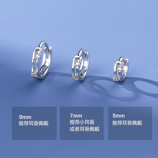 BJYLS999 pure silver earrings for women niche design high-end earrings sterling silver ear piercing ear bone studs earrings ear buckle jewelry S999 pure silver earrings-12mm (pair)