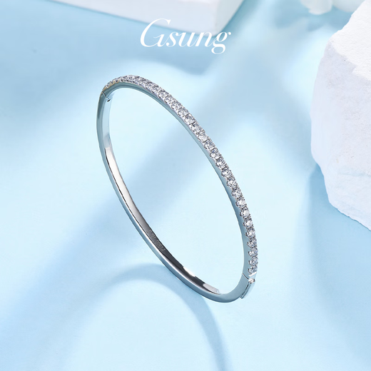 GsunG Platinum Moissanite Bracelet Women's PT950 Pure Platinum Bracelet Noble and Elegant Chinese Valentine's Day Gift for Wife Priced by Gram Contact Before Buying
