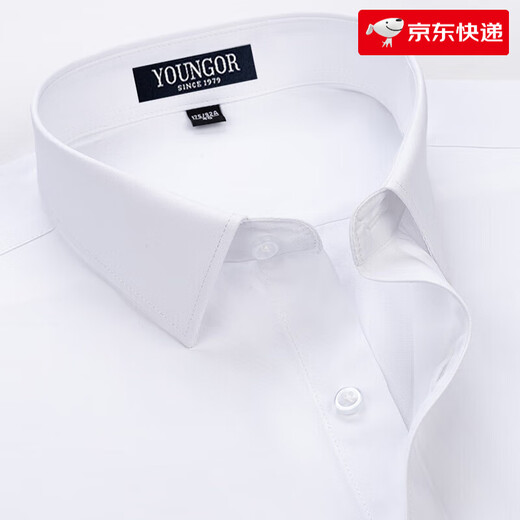 雅戈尔旗舰官方店男士短袖衬衫中年商务休闲条纹免烫抗皱职业正装纯色棉 小蓝条 DX6623 39 建议120-135斤