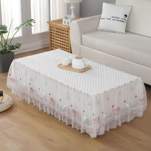 
New rectangular grilled stove cover electric oven cover tea table dustproof cover cloth mahjong table cloth can be customized pink little swan beige white cloth 13575-60cm high single layer yarn