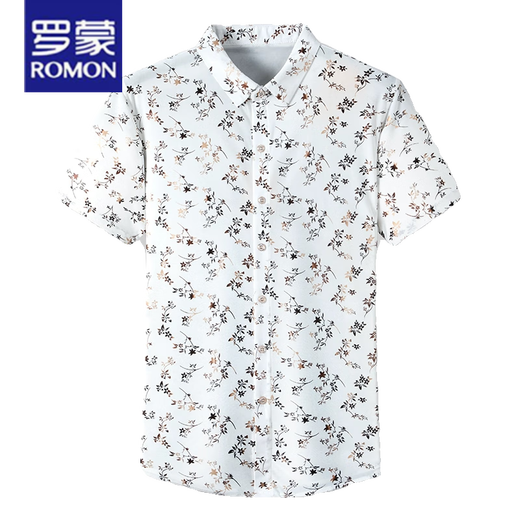 罗蒙（ROMON）25夏季新款男装短袖衬衫薄款衬衣时尚潮流休闲爸爸装上衣 9898金色 L 170