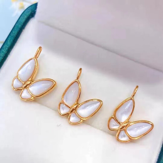 Only double 18K gold necklace butterfly mother-of-pearl pendant color gold rose gold au750 clavicle set chain female birthday gift 18K gold single pendant