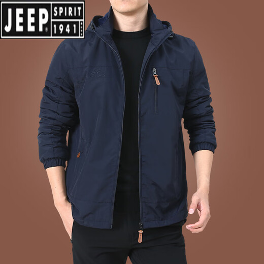 JEEP SPIRIT charge jacket men's spring and autumn men's outdoor American windproof waterproof windbreaker men's autumn sports jacket dark blue 9898 plus velvet 5XL