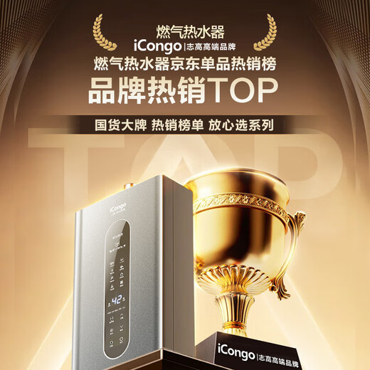 ICongo high-end brand free door-to-door installation gas water heater household water heater first-class silent zero cold water constant temperature forced exhaust type 16 liters 16L first-class silent large screen constant temperature + one kitchen and two bathrooms + free installation natural gas (12T)