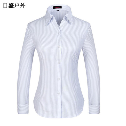 何佳功建行工作服女式正装领白底蓝色竖条纹短袖衬衫方领修身银行工作服 3882男方领浅兰斜纹短袖 40(175_92A)