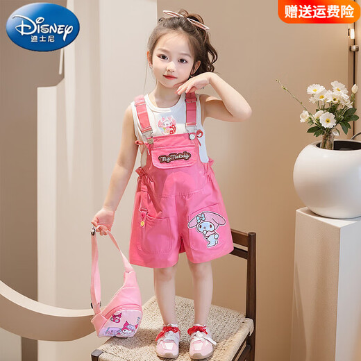 Disney Girls Summer Kulomi Set 2025 Nouveau salopette à manches courtes pour enfants à la mode à la mode