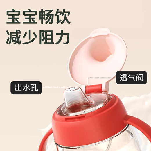 Rikang (rikang) learning drinking cup 6 months + baby duckbill cup children's water cup anti-leak and anti-fall PCT material 180ML pink B1042