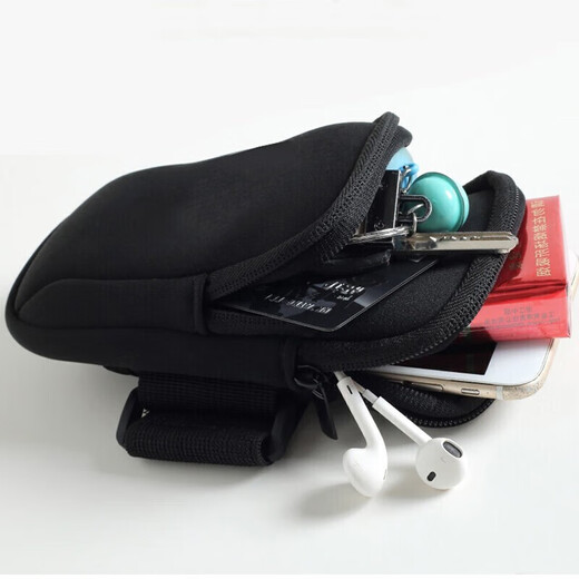 Gu Jianmu running mobile phone arm bag outdoor sports men's and women's running equipment arm bag wrist bag waterproof night running mobile phone protection black arm bag