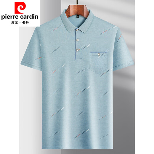 皮尔卡丹（pierre cardin）中年男士翻领短袖t恤爸爸装夏季薄款polo衫中老年冰丝半袖男老人T 冰丝-9851 灰色 真口袋 M 48/165