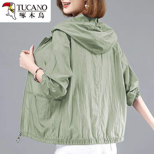 Woodpecker sunscreen clothes for women in summer thin 2025 new fashionable middle-aged mother sunscreen clothes loose large size jacket purple 685# XL suitable for 120-135Jin [Jin equals 0.5 kg]