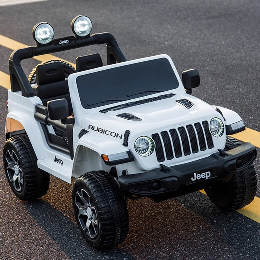 Dake JEEP Jeep authorized children's electric car baby four-wheel four-wheel drive off-road toy children can sit on the remote control car top with white + four-wheel drive
