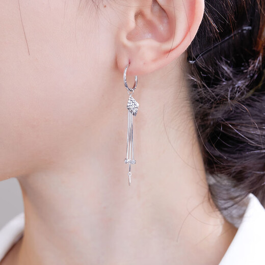 Meluxe platinum earrings for women, PT950 tassel earrings, birthday gift for girlfriend, wife, about 3.34g