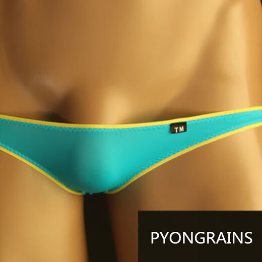 New men's underwear thong sexy T-pants breathable thin silk elastic thong sky blue S