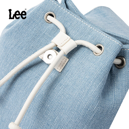 Lee denim backpack student large capacity commuting bucket bag fashionable versatile travel bag retro handbag backpack light blue