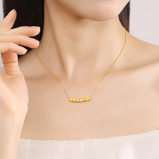 CHINA GOLD 18k gold pendant for women Bamboo pendant Valentine's Day birthday gift for girlfriend, wife and mother 18k gold bamboo pendant* with universal silver chain