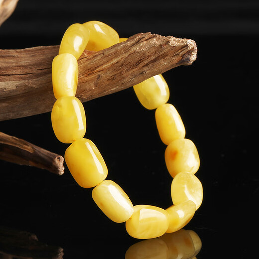 Yanyun Jewelry Shape-shaped Beeswax Bracelet Natural Raw Stone Amber Full Honey Chicken Butter Yellow Buddha Bead Single Circle Bracelet for Men and Women 17-20g