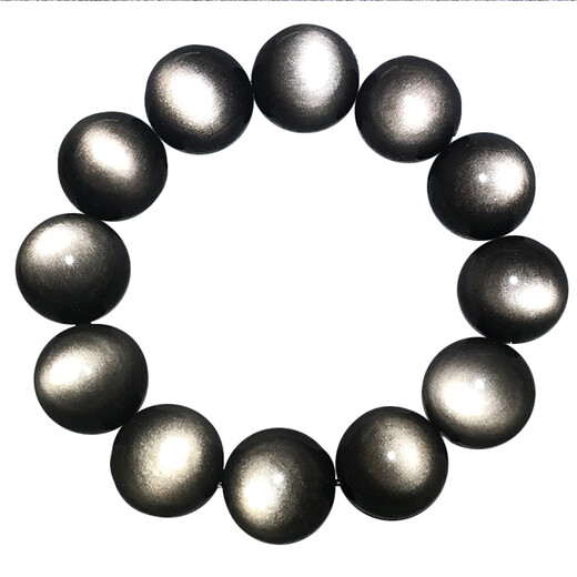 
DL 1998 Fat Donglai Quality Obsidian Bracelet Collection Level Tianlan Silver Obsidian Men and Women Balloons Cat's Eye Crystal 12187 12mm Silver Obsidian