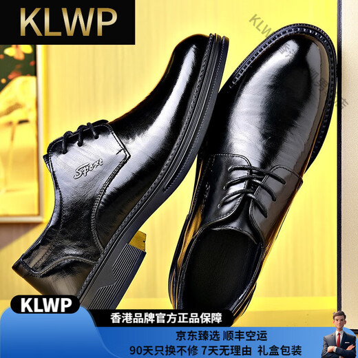 KLWP香港【轻奢男鞋】高档品牌商务皮鞋男春季新款透气正装系带休闲鞋 5009系带黑色 38