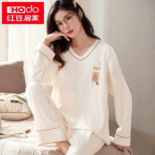 红豆（Hodo）睡衣女春秋季纯棉韩版大码长袖两件套装休闲夏秋冬款家居服可外穿 GXT9928 M (建议75-95斤)