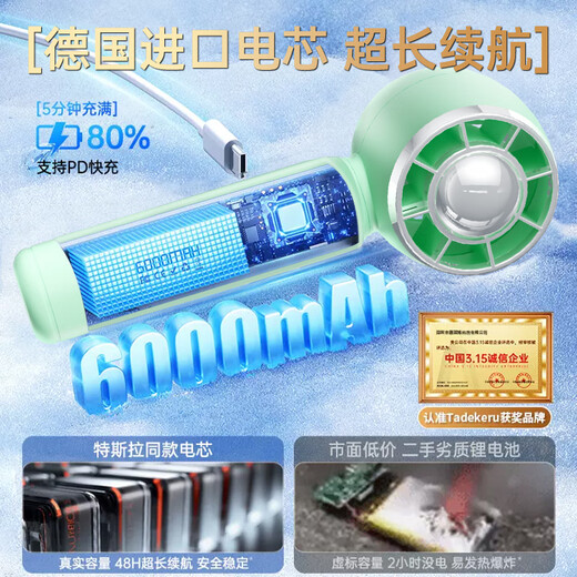 Xiaojin 16 Air Conditioner Cool Wind Handheld Fan Refrigeration Air Conditioner Mini Portable Silent Turbine Desktop Small Wind Cannon High Speed High Wind Charging Fan Student Super Long Battery Life Icy Green丨16 Ice Cold Wind丨Super Silent丨Surge Ice Cool Wind Super Long Battery Life Get Free with Order丨2-Year Warranty Only Replacement Not Repair