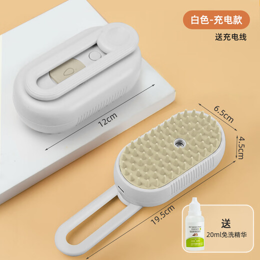 Runyida pet spray massage comb steam combing brush cat hair cleaner cat and dog floating hair removal no-bath cat comb white rechargeable + 20ml no-wash essence
