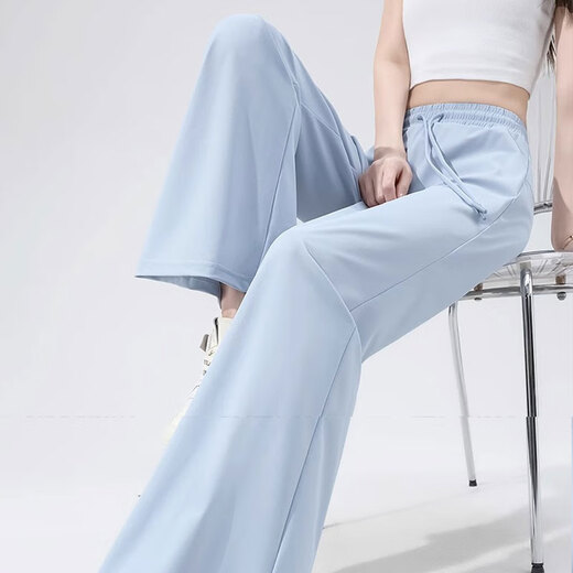 
Miniso (MINISO) pants for women 2025 new high-waisted ice silk micro-flare pants for small summer cool sun protection casual sports straight pants light green (solid color) L /165 (weight 115-130Jin [Jin equals 0.5 kg])