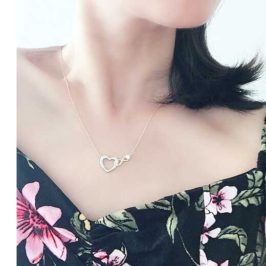 CAOX Wang Yibo's same style eternal love heart-shaped necklace for women infinite 8-word love pendant clavicle chain rose gold rose gold necklace 5518865