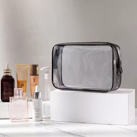 Travel portable toiletry bag, men's and women's cosmetic bag, waterproof cosmetic bag, swimming fitness bathing large transparent storage bag, thickened transparent large size 22*15*7cm
