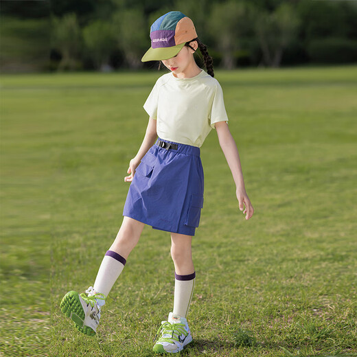 奥特曼儿童装女童短袖套装夏季薄款2025新款女孩大童洋气休闲裙裤夏装S 19152黄色+2240蓝色 150 cm