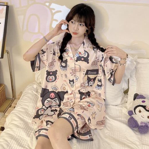 Ran Yilans gleiches Stil wie Kulomi Ice Seidenpyjamas für Frauen im Sommer kurzärmelige INS süße Internet-Promi-Stil simulierte Seiden-Heimkleidung Sommer