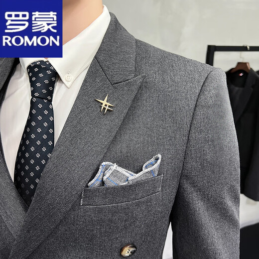 Romon Suit Men's Wedding Groom Best Suit Host Empresar Casual Traje formal Traje de doble pecho