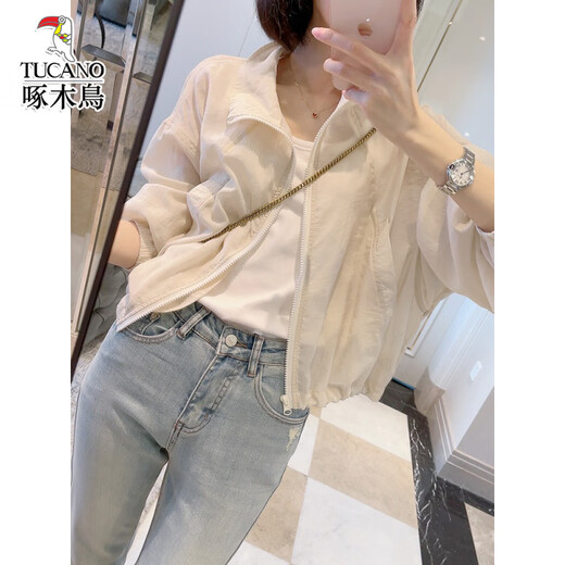 啄木鸟夏季新款小众设计白色防晒外套女士薄款 白色 M (建议100斤以内)