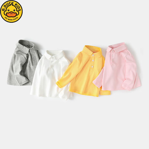 G.duck baby POLO shirt long-sleeved T-shirt for boys and girls, autumn clothing, children's tops, toddler shirts, casual and stylish, hot sale, white 110, recommended height 100-110cm, 4-5 years old
