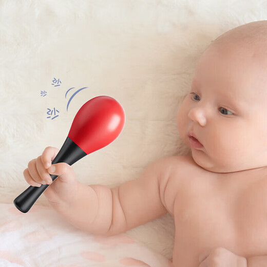 Sand Hammer Baby Hand-Rocking Small Sand Hammer Newborn Grab Listening Chasing Toy Training Black and Red Sand Hammer [2]