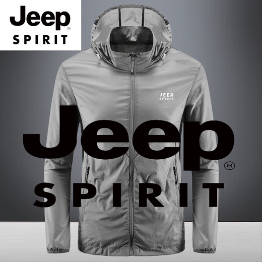 
JEEP SPIRIT men's sun protection clothes for summer thin loose hooded sun protection clothes for outdoor casual sports jacket Military green men's S women's size