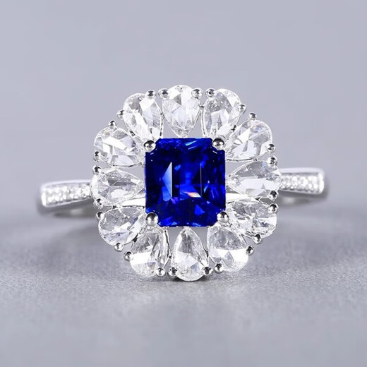 HEEKAIYI Sapphire Ring Female Royal Blue 18K Gold Diamond Ring Chinese Valentine's Day Birthday Gift for Wife and Girlfriend <Lifetime Warranty>