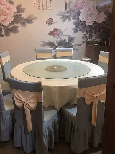 Shantou Lincun Customized Hotel Chair Cover Hotel Conference Banquet Wedding Restaurant Thickened Elastic Waterproof Hotel Chair Cover Cover 2024 New Gray Thickened Anti-Slip Small Bow Factory Micro 1391