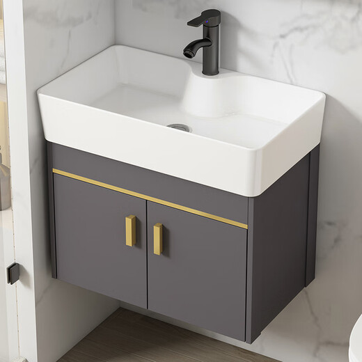 
DAFIFY small apartment bathroom cabinet bathroom wash basin cabinet combined ceramic integrated basin balcony wash basin sink basin 1618 hanging cabinet 4837cm mirror cabinet