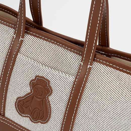 Teenie Weenie Bearnova Damen Umhängetasche 2025 Sommer Neu einfacher und modisches lässiges Pendelpendel -Leinwand Bag Brown Fre