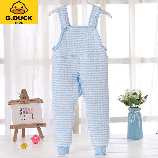 G.DUCKKIDS children's suspender long johns, thickened and warm, boys and babies, autumn and winter girls' open crotch belly-protecting bottoming one-piece pajamas, lotus color pink 100 cm