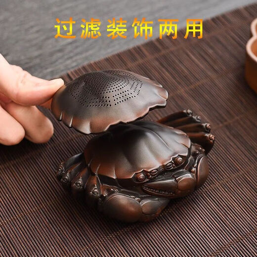 New high-end tea pet home table integrated filter ceramic crab ornaments filter combination purple sand tea pet purple pottery crab Bafanglaicai safe packaging