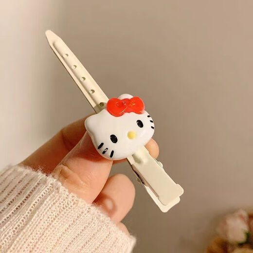 Cute pink Kitty hair clip for women, seamless one-word positioning clip, bangs side clip, side hair clip, makeup clip, headdress, 1 piece, watery pink, Qionghua Jade Face