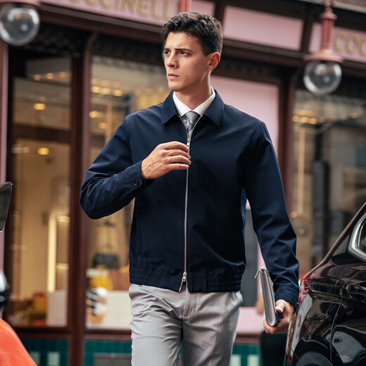 Mr. Bu Fashion Lapel Jacket Men's 2025 Autumn and Winter New Business Commuting Windproof and Quick-drying BT16921 Deep Sea Blue L (175)